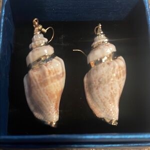 Gold and Cream Shell Earrings